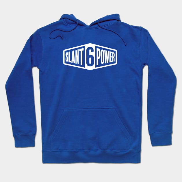 Slant 6 Power - White + Blue Hoodie by jepegdesign